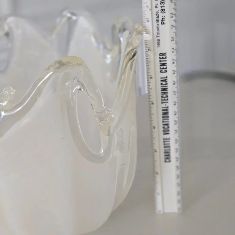 Murano White Crystal Italian Vase‎ Hand Made in Italy